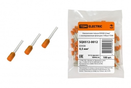 TDM ELECTRIC SQ0512-0012 Наконечник-гильза Е0508 0,5мм2 с изолированным фланцем (100шт) TDM